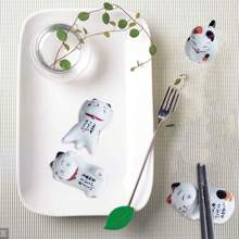 1/2 Pacotes Conjunto Suporte de Hashi para Gato, Descanso de Hashi Estilo Japonês Porcelana Gato da Sorte, Descanso de Colher Cerâmica, Hashi, Garfo, Faca, Utensílios de Mesa, Decoração de Casa e Cozinha, Presente, Suporte de Hashi, Colher, Garfo, Faca Estilo Japonês em Porcelana Cerâmica Gato da Sorte - Multicolorido - Visão 4
