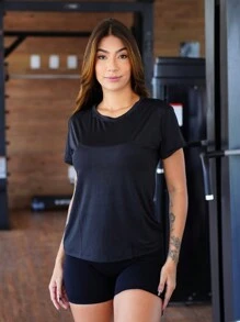 Breathable And Quick-Drying Fitness T-Shirt - Soft Touch - Black - View 5