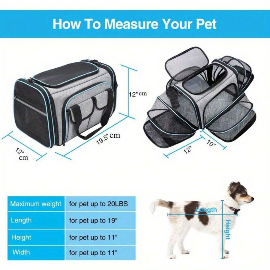 Approved Pet Carrier, Large Soft Sided Pet Travel TSA Carrier 4 Sides