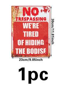 1pc Halloween Theme Party Decoration Glow-In-The-Dark Zombie Warning Poster Wall Sticker, Holiday Storefront Decoration Fluorescent Sticker - Multicolor - View 2