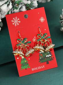 1 对圣诞铃铛时尚女士耳环，派对礼物 - 彩色 - 查看 3