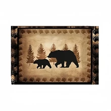 4pcs, Placemats, Rustic Wildlife Placemats With Deer, Wolf, Bear Designs, Polyester Heat Insulation Table Pads, Festive Dining Table Mats For Home & Holiday Events
