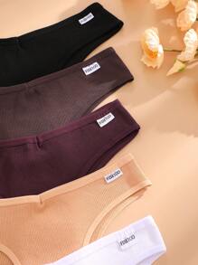 5 条装 女式罗纹透气低腰性感无缝比基尼内裤 多色