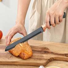 Bộ dao thiết kế vân đá sang trọng có đế chống dính và giá đỡ dao 8 món - Xám - Xem 5