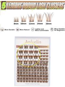 132pcs Brown & Black Eyelash Clusters, D Curl, 0.07D Handmade Lashes, Lightweight & Durable, Suitable For Beginners To Use At Home Or Outdoor, Applicable For Daily Life, Wedding, Date, Party, Music Festival, Halloween And Other Occasions - D - View 3