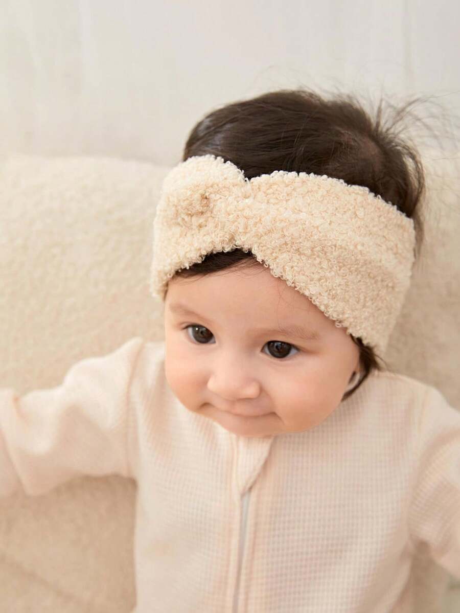 2 件婴幼儿儿童冬季柔软毛绒交叉发带套装，6-24 个月爱情人节 - 彩色 - 查看 1