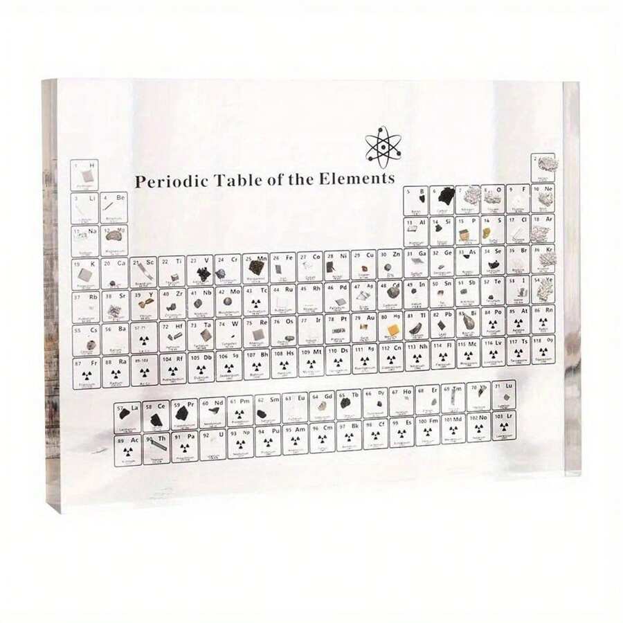 Large Periodic Table With Real Elements Inside, Real Periodic Table Of 83 Elements, Acrylic Periodic Table Display With Elements Samples, Chemistry Gifts Crafts Decor For Kids Adults Teacher - White - View 1