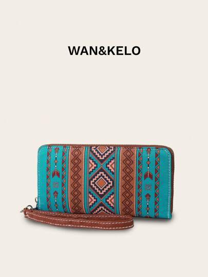 RFID Women Wallet Vintage Bohemian Style Ladies Coin Pouch Card Holder With Waterproof Function Gifts Hand Bags For Ladies Essentials Items Big Wallet For Women Wallet Purse Wallet Long Wallet Wristlet Wallet