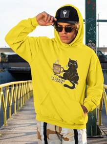 Angry Cat Sweatshirt Blouse Coffee Kitten Caffeine  1995 Flow Fx - Yellow - View 6