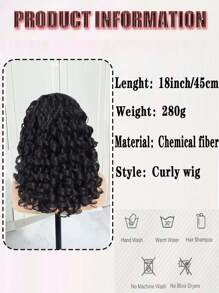 Curly Wigs For Women Synthetic Loose Wig Black 18 Inch Natural Cosplay Hair Wig With Bangs Heat Resistant Wig - màu đen - Xem 4