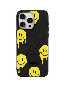 1pc Smiling Face Melting Black TPU Phone Case Compatible With Samsung, 16, 13, 15, 15 Pro, 14 Pro, 14 Plus, 7/8 Plus, 11, 12 Pro Max, 13, 14 Pro Max, Samsung S24, S23, S22, S21, S25, Hallows Day - Multicolor - View 5