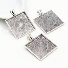 4pcs Square Pendant Blank Cabochon Base Setting Fits 25mm Zinc Alloy Bezel Tray DIY Jewelry Making Accessories Findings
