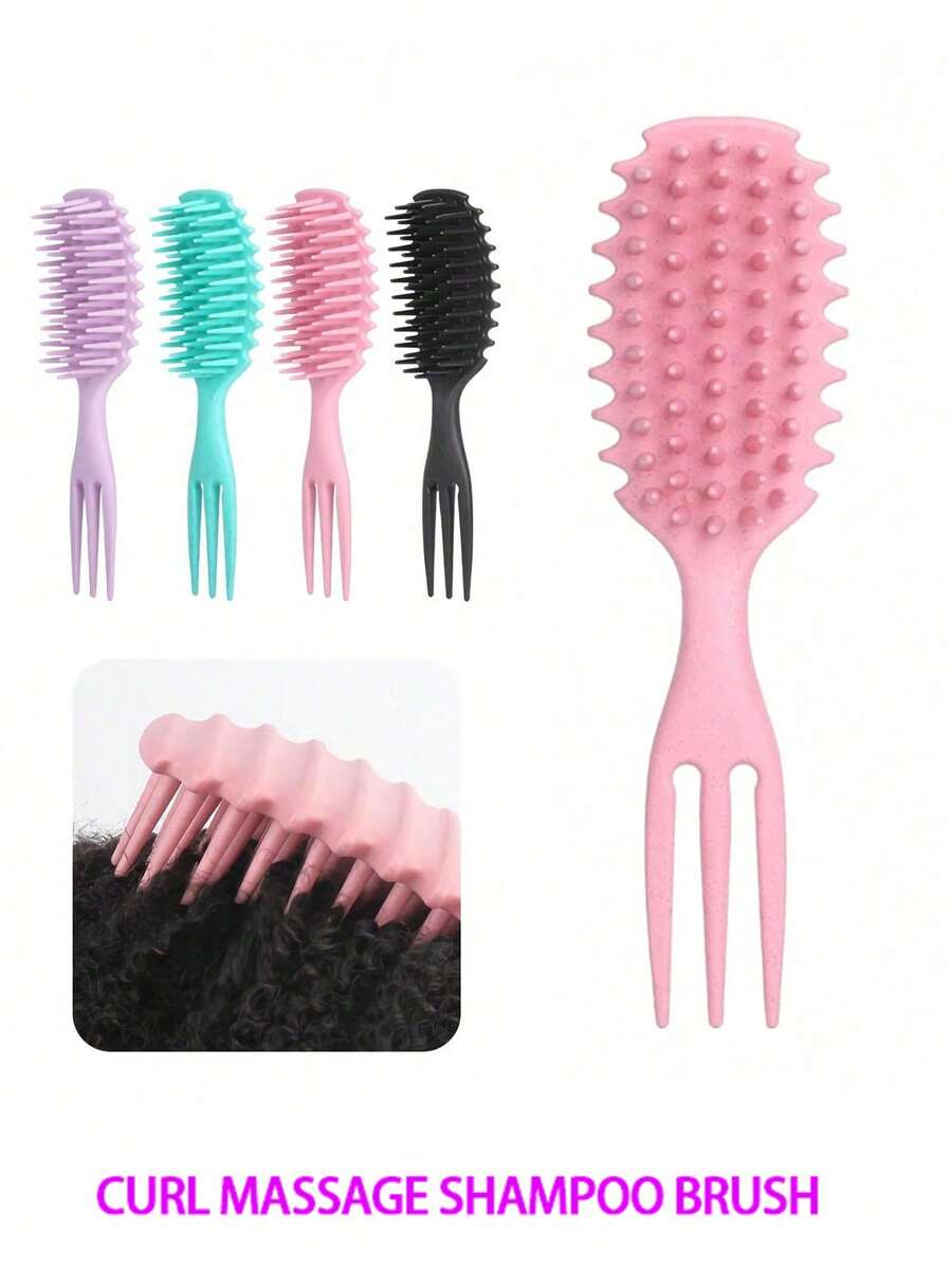 1 Chiếc Lược Chải Tóc Xoăn Ướt, Lược Chải Tóc Xoăn Định Hình, Massage Nút Mềm, Gỡ Rối Tóc Đen, Lược Chải Tóc Trident Giảm Tóc Bị Kéo & Tách Xoăn, Dụng Cụ Tạo Kiểu Và Định Hình Cho Nam Nữ - Nhiều màu - Xem 1