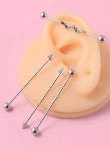 1 件装不锈钢红色舌头工业杠铃环耳朵直杠铃环身体穿孔首饰 Oreja 环 1 1/2 英寸 38 毫米 - 如圖 - 查看 3