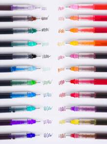 24-Color Bulk Pack Liquid Ink Gel Pens Set, Drawing & Writing Supplies Back To School - Multicolor - View 4
