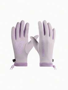 BAMANSHI 1 双纯色针织面料骑行手套，全指，防滑手掌，保暖，防风，防水，触摸屏友好，多色可选，方便秋冬季户外运动 - 彩色 - 查看 14