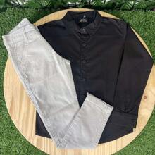 Nude Pants With Long Black Shirt For Kids - màu đen - Xem 1