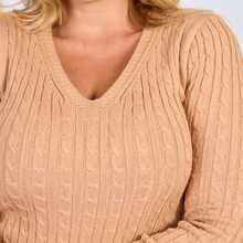 Women's Long Sleeve Blouse With Braids, V-Neck, Modal - 黑色 - 查看 2