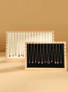 TONVIC 1PC Creative Solid Wood Necklace Display Stand, Fashion Jewelry Display Rack, Sweater Chain Pendant Holder, Jewelry Display Prop - Horizontal 30cm*20cm - View 4