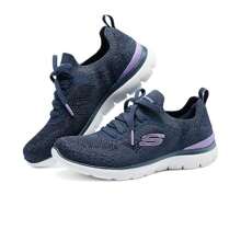 Skechers 女士休闲鞋，轻便舒适的一脚蹬低帮运动鞋 150122-NVLV - 海軍藍色/薰衣草色 - 查看 2