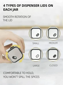 Zestaw 4 pojemników na przyprawy, hermetyczne szklane pojemniki, łatwe do mycia, zachowujące smak i aromat, idealne do przechowywania w kuchni, można myć w zmywarce, przezroczyste szkło, pokrywki ze stali nierdzewnej, nowoczesny, niezbędny element organizacji kuchni, prezent świąteczny