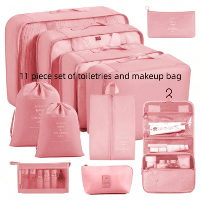 6/7/8/9/10/11pcs Portable Travel Storage Bag Set - Organize Your Clothing, Shoes, And Underwear With Ease - Perfect For Luggage And Suitcase Packing Slogan Graphic Travel Storage Bag Portable With Shoe Toiletry And Laundry Bags School Supplies School Stuff For School For College Dorm Room Decor Bedroom Decor Dorm Essentials For Student Teacher Packing Cubes Clothes Storage Clothes Organizer Travel Bag Set Travel Organizer Set Travel Essentials Back To School Supplies