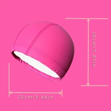 Bonnet de bain imperméable en PU, doux et confortable, extra large pour les cheveux longs, accessoires de natation, essentiels de plage, accessoires de plage, flotteur de piscine - Rose bonbon - Voir 4
