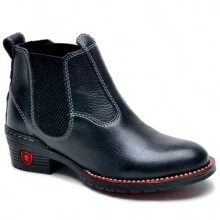 Children's Country Leather Boots, Country Fashion, Sewn Fine Finish - 黑色 - 查看 3