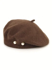 1 chiếc mũ beret nữ kiểu retro, chất liệu giả ngọc trai, làm từ len, đa năng, phù hợp để đội hàng ngày vào mùa xuân, thu và đông. Mũ beret màu đen, thích hợp cho mùa hè, đi biển, nghỉ lễ, du lịch. - Nhiều màu - Xem 27