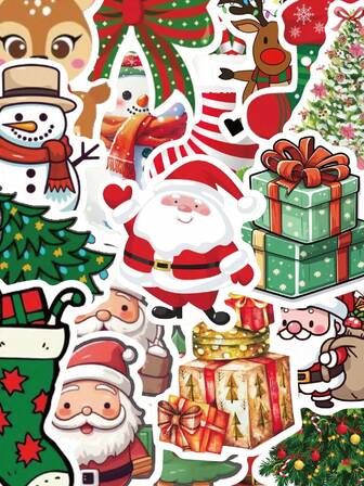 100 peças de adesivos de Papai Noel presentes de Natal adoráveis desenhos animados laptop notebooks capa de celular adesivos decorativos