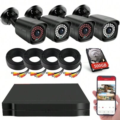 2NLF -Kits De Segurida d 4 Cámaras Kit Circuito Cerrado Dvr