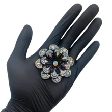 Crystal Rhinestone Flower Applique 60mm 10-Units Ref:22-787 - 黑色 - 查看 2
