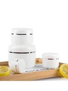 Set de 5 tarros de crema, tarros cosméticos recargables de 20g/30g/50g de plástico blanco con tapa de cúpula, tarro vacío para crema facial, bálsamo labial, loción, para viajes y almacenamiento y dosificación de cosméticos, accesorios portátiles de almacenamiento