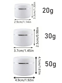 Set de 5 tarros de crema, tarros cosméticos recargables de 20g/30g/50g de plástico blanco con tapa de cúpula, tarro vacío para crema facial, bálsamo labial, loción, para viajes y almacenamiento y dosificación de cosméticos, accesorios portátiles de almacenamiento