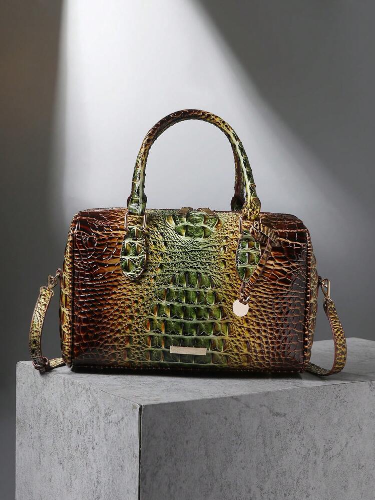 WOLFDIARY Luxury Crocodile Pattern Handbag, Retro Purse, Women's