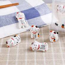 1/2 Pacotes Conjunto Suporte de Hashi para Gato, Descanso de Hashi Estilo Japonês Porcelana Gato da Sorte, Descanso de Colher Cerâmica, Hashi, Garfo, Faca, Utensílios de Mesa, Decoração de Casa e Cozinha, Presente, Suporte de Hashi, Colher, Garfo, Faca Estilo Japonês em Porcelana Cerâmica Gato da Sorte - Multicolorido - Visão 11