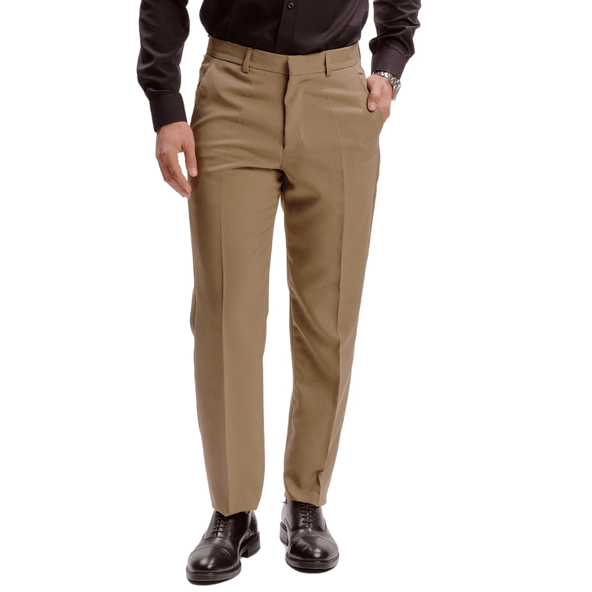 Innovatore Premium Khaki Tailored Trousers - Khaki - View 1