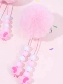 2 件装粉色 Pom Pom 女童发夹 可爱 Pom Pom 流苏鳄鱼夹 女童发夹 带串珠流苏 日常派对装扮发夹 儿童发饰 - 粉色 - 查看 4