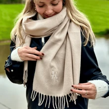 Personalised Scarf, Luxury Embroidered Soft Touch With Tassel Trim, Stocking Filler, Gifts For Her, Christmas Gift Idea For Mum Nan Daughter - Embroidered Scarf - View 4