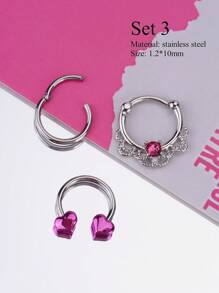 3Pcs/Set Y2K Style 16G Nose Ring Chain Nose Septum Jewelry Butterfly, Snake, Moon Stone Opal Septum Ring Piercing Jewelry Stainless Steel Lip Ring Faux Peal Septum Clicker Ring And Horseshoe Alien Star Barbell Hinged Septum Hoops Helix, Rook, Tragus, Daith, Cartilage Earring Septum Nose Rings Hoop Piercing Jewelry Dangle Chain Nose Rings For Men Women 10mm Party Date  Daily Wear - Multicolor - View 7