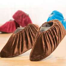 1 件装天鹅绒鞋套，适合室内使用和电脑室，可反复清洗，厚防滑鞋底和耐磨脚套，鞋靴配件 - 彩色 - 查看 5