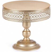 Juego de 3 soportes para tartas con diseño original de estrella y corazón, de hierro metálico redondo, para exhibir en la mesa en fiestas de cumpleaños, baby showers, bodas y celebraciones, para decoración de tartas, cupcakes y postres (adecuados para tartas de 6-8"/10") - Champán - Ver 4