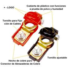 Universal Copper Battery Terminal Positive And Negative Set; Car Battery Terminal Connector Assortment Kit, Pure Copper Negative And Positive Battery Cable Ends With Plastic Cover, Applicable To Car, Truck And RV Accessories; Universal Car Negative And Positive Battery Connector Assortment Kit, Pure Copper Battery Terminal With Plastic Cover, Quick Release Terminals Assortment Kit; Battery Terminals Connectors,Pure Copper Battery Terminal Clamp,Quick Disconnect SAE/JIS A Battery Terminal Connectors For Automotive, 2 Positive Negative Terminals - 彩色 - 查看 3