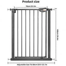 UBRAVOO Baby Gate For Doors And Stairs, Height 100 Cm, Safety Pet Gate,  Automatic Closure, Triple Locking - Black 76-84CM - View 2
