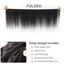 12A Kinky Straight Hair 1/3/4 Bundles Yaki Human Hair Weave Unprocessed Brazilian Virgin Remy Sew In Hair Extensions Natural Black - Natural Black - Xem 3