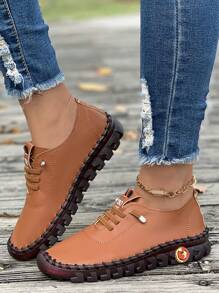 女士舒适轻便圆头一脚蹬软平底鞋，百搭优雅休闲风格，四季皆宜