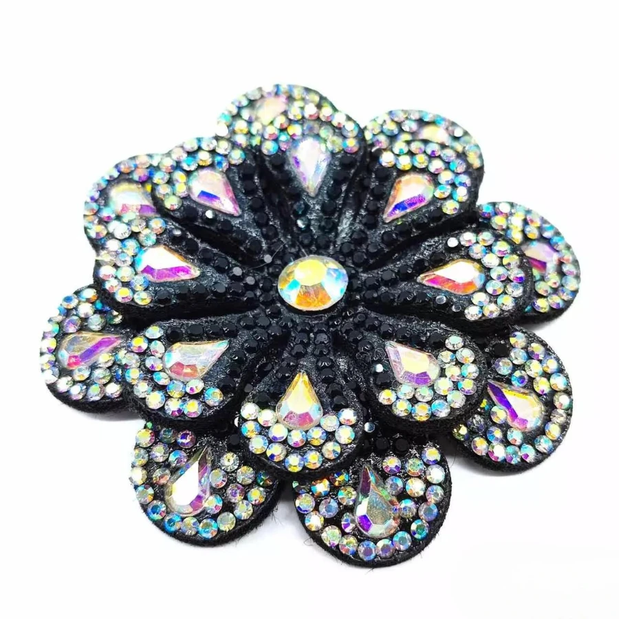 Crystal Rhinestone Flower Applique 60mm 10-Units Ref:22-787 - 黑色 - 查看 1