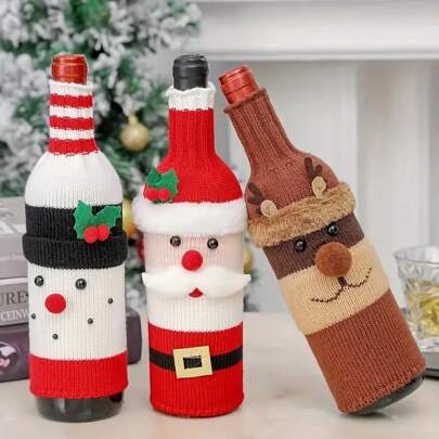 1Set Christmas Red Wine Bottle Cover Bags Snowman Santa Claus Christmas Decoration Champagne Christmas Bottle CoverSanta Claus Wine Bottle Bag Christmas Dress Christmas Dress Wine Bag Bottle Cap Wine Bottle Bag Christmas Decorations Old Man Wine Bottle Set Santa Claus Sweater Wine Bottle Bag Knit Wine Bottle Set Champagne Bottle Set(Product Colors Will Be Assigned Arbitrarily,The Colors Of Certain Parts In The Product May Vary)