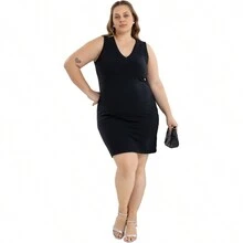 Plus Size Molecotom Dress With Shine - Casual And Chic For Summer 41124A - 黑色 - 查看 1