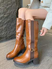 2025 Four Seasons Women's Knee-High Boots Back To School Season Date - Camel - View 1